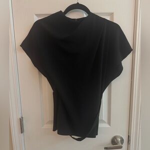 TOPSHOP Black Draped Dolman Sleeve Top Side Sash Size 10